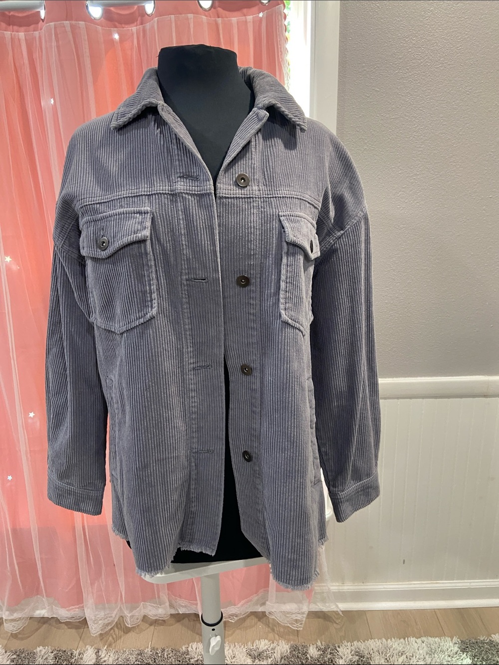 Zara Gray Corduroy Overshirt Jacket